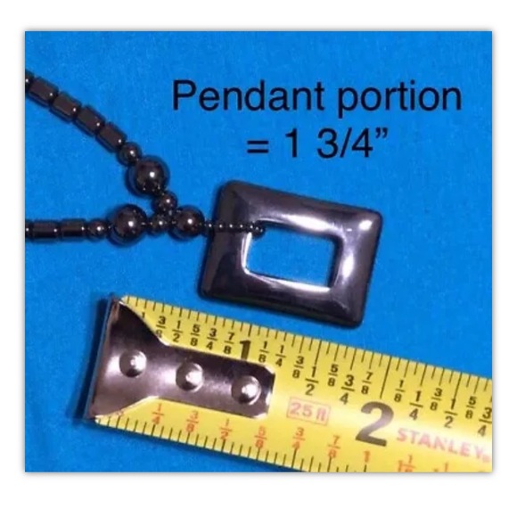 Black Hematite Necklace w/ Rectangle Pendant - Picture 5 of 10